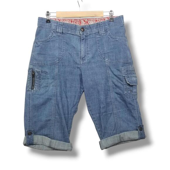 Lee Pants - Lee Denim‎ Capri Jhorts Womens 12 Med Blue Jean Roll-tab Hem Y2K